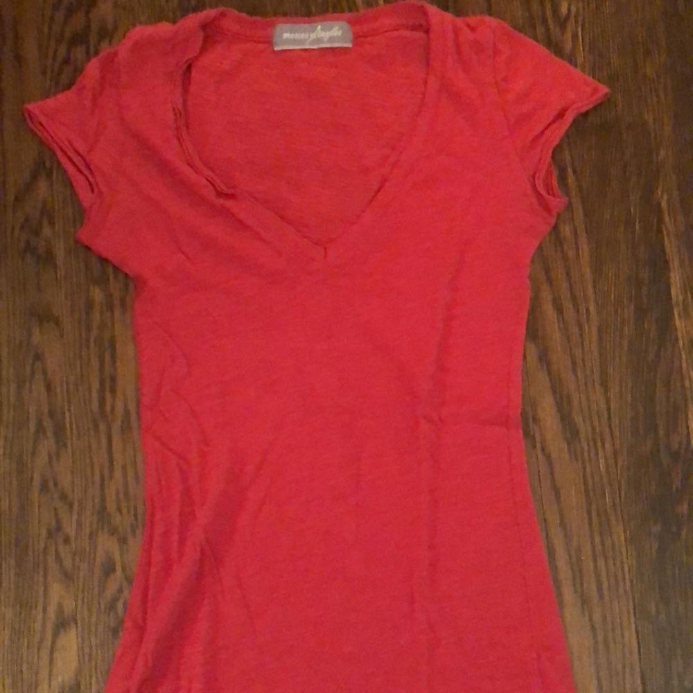 Mercer and Taylor Red Short Sleeve V Neck Shirt XS